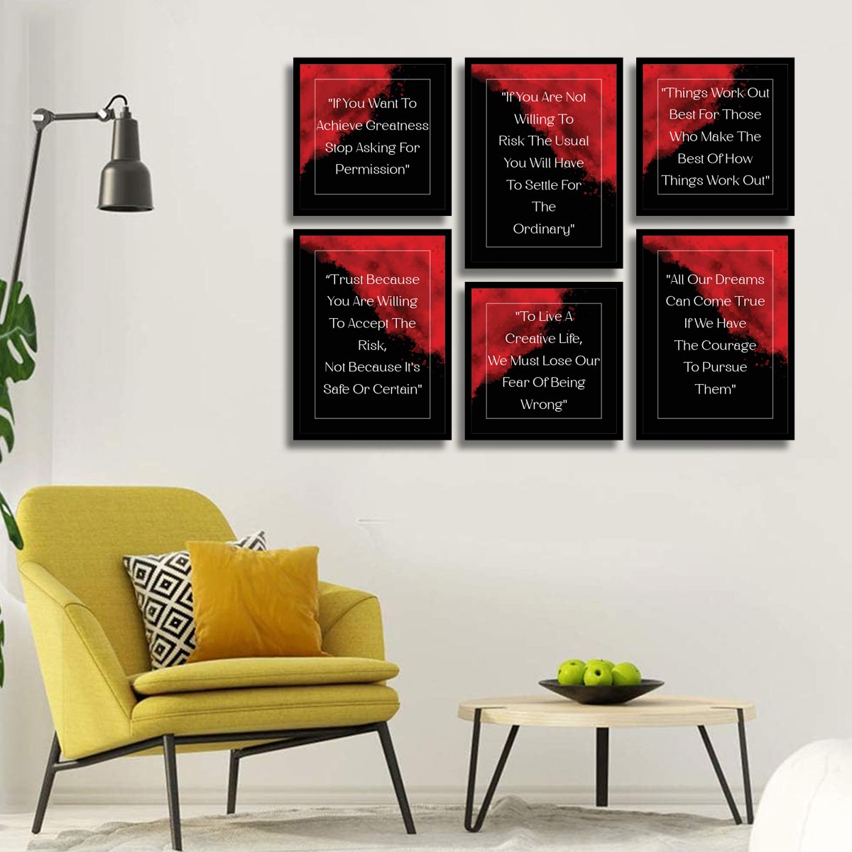 Set Of 6 Motivational Quotes Framer