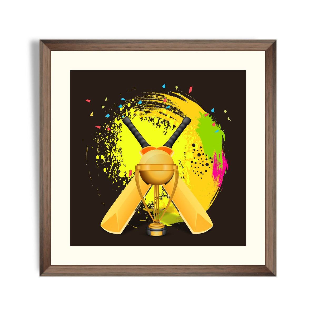 Cricket Bat Picture Frame Bat on Colorful Splash Frame Framer