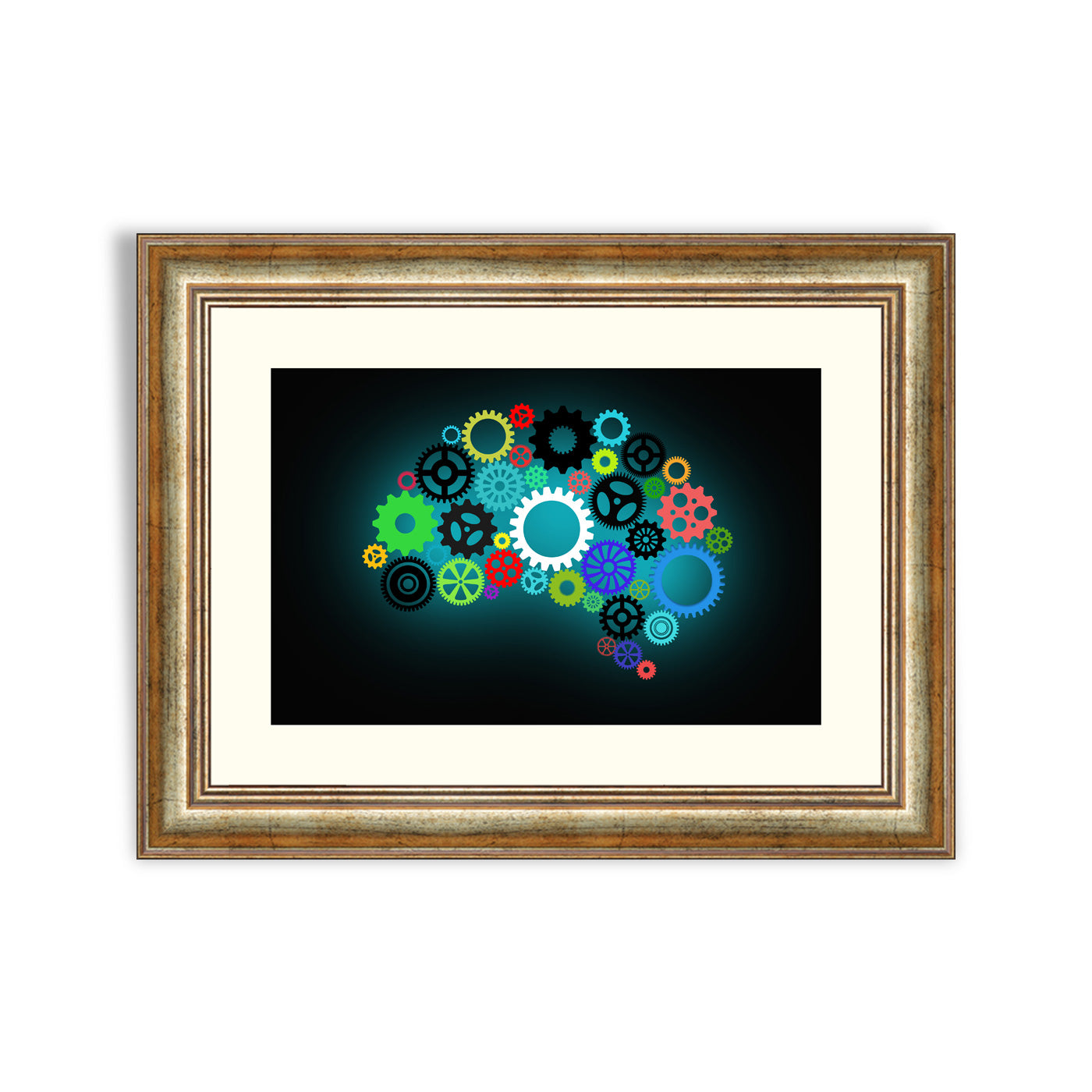 Artificial intelligence with human brain shape and gears – Framer