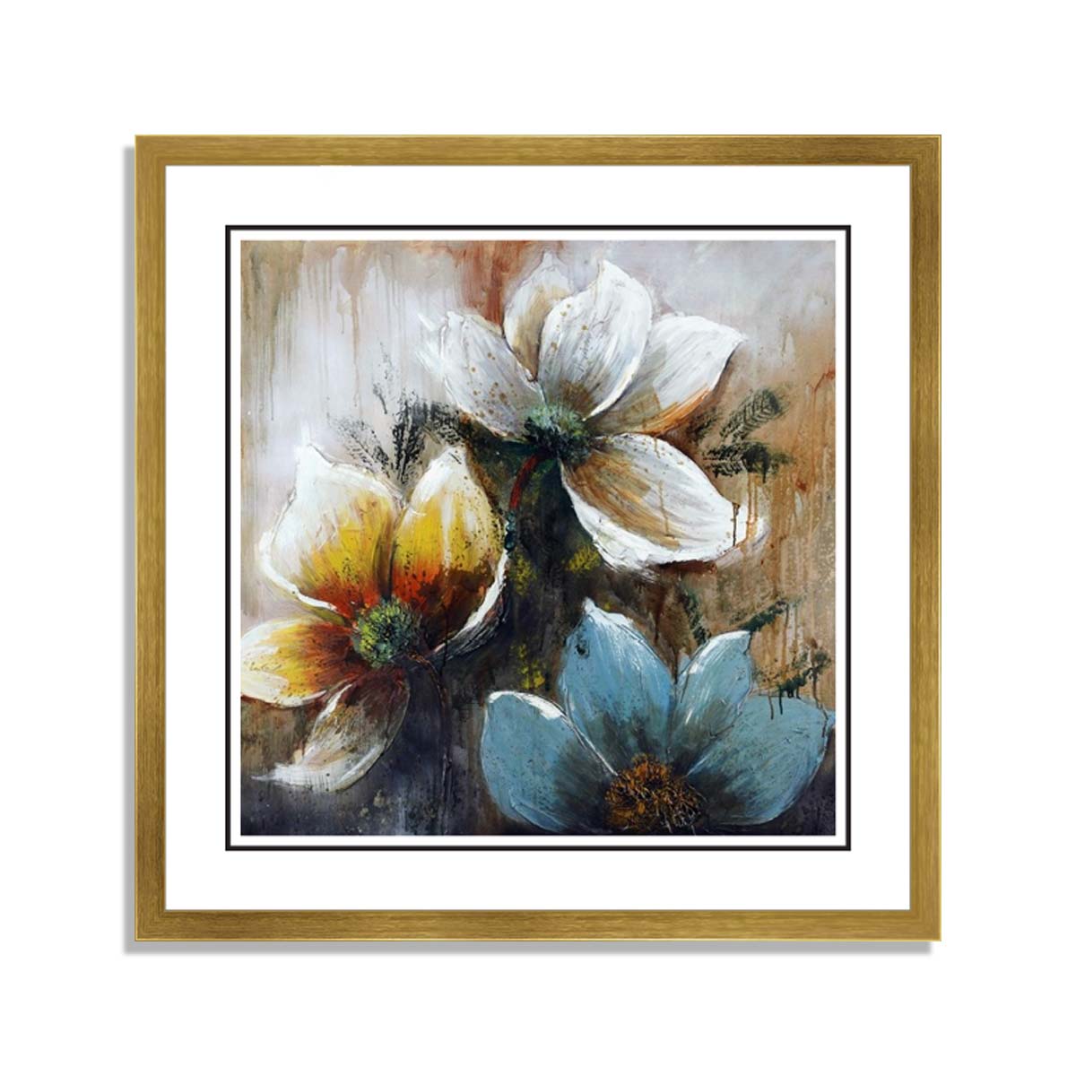 Pair of Floral Framed Art in Golden Frames – Framer