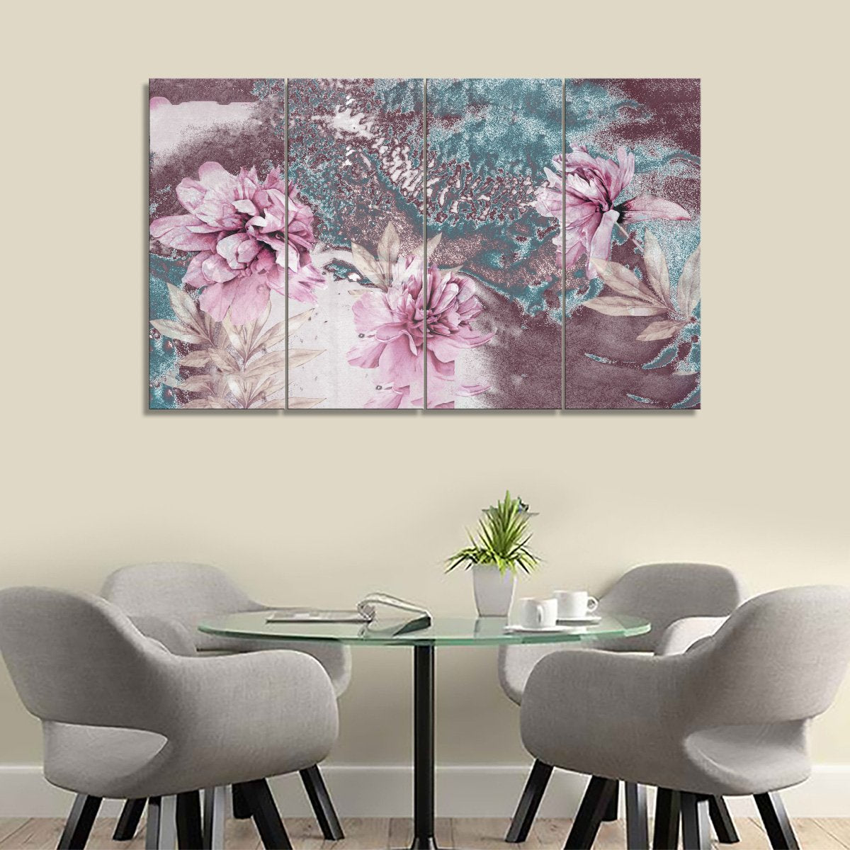 3 Panel Canvas set of Abstract Floral Art, Printed size 3 x 2 feet – Framer