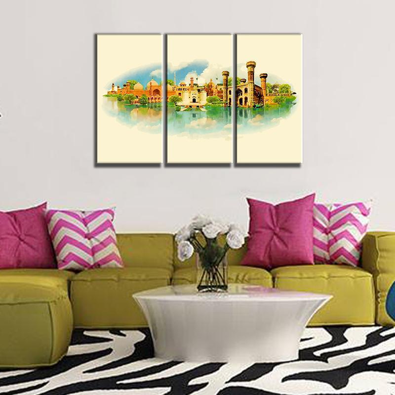 5 Panels Lahore City Water Color – Framer