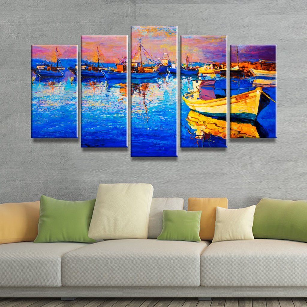 3 Panels Canvas Set Painting of a beautiful boat – Framer