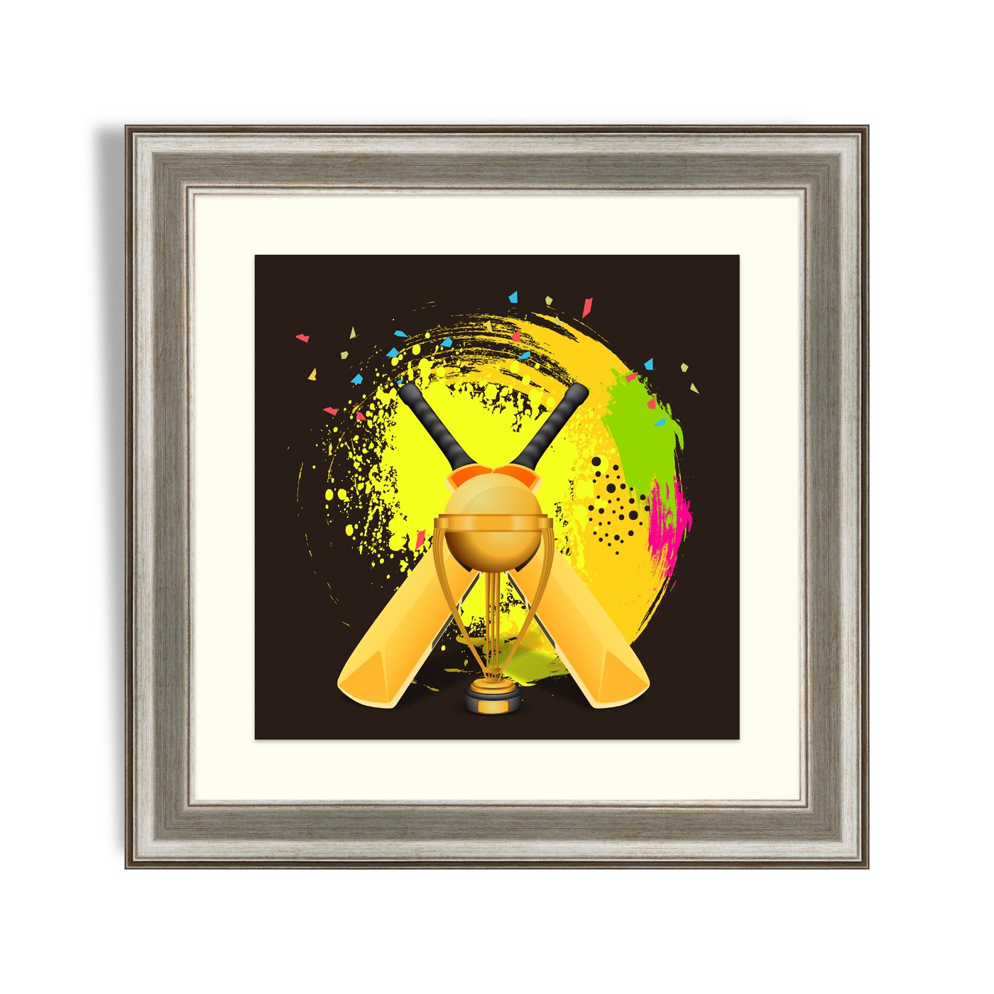 Cricket Bat Picture Frame | Bat on Colorful Splash Frame – Framer
