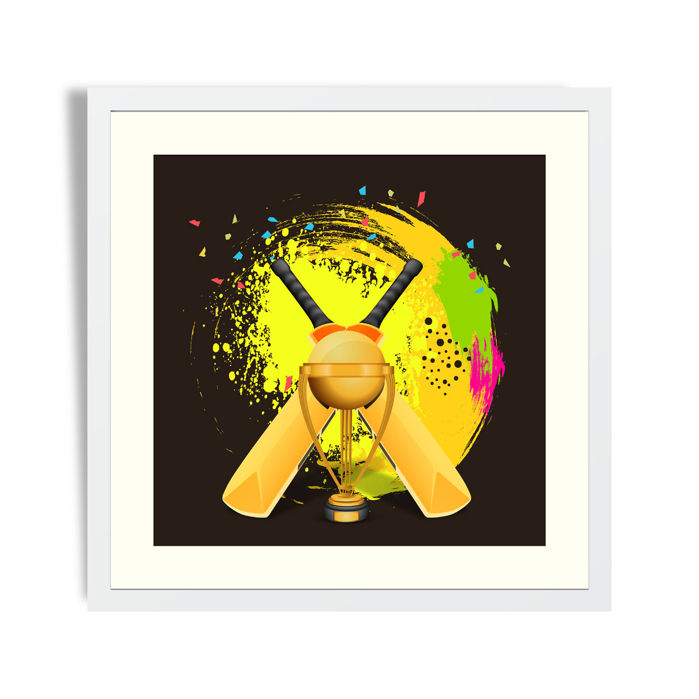 Cricket Bat Picture Frame | Bat on Colorful Splash Frame – Framer