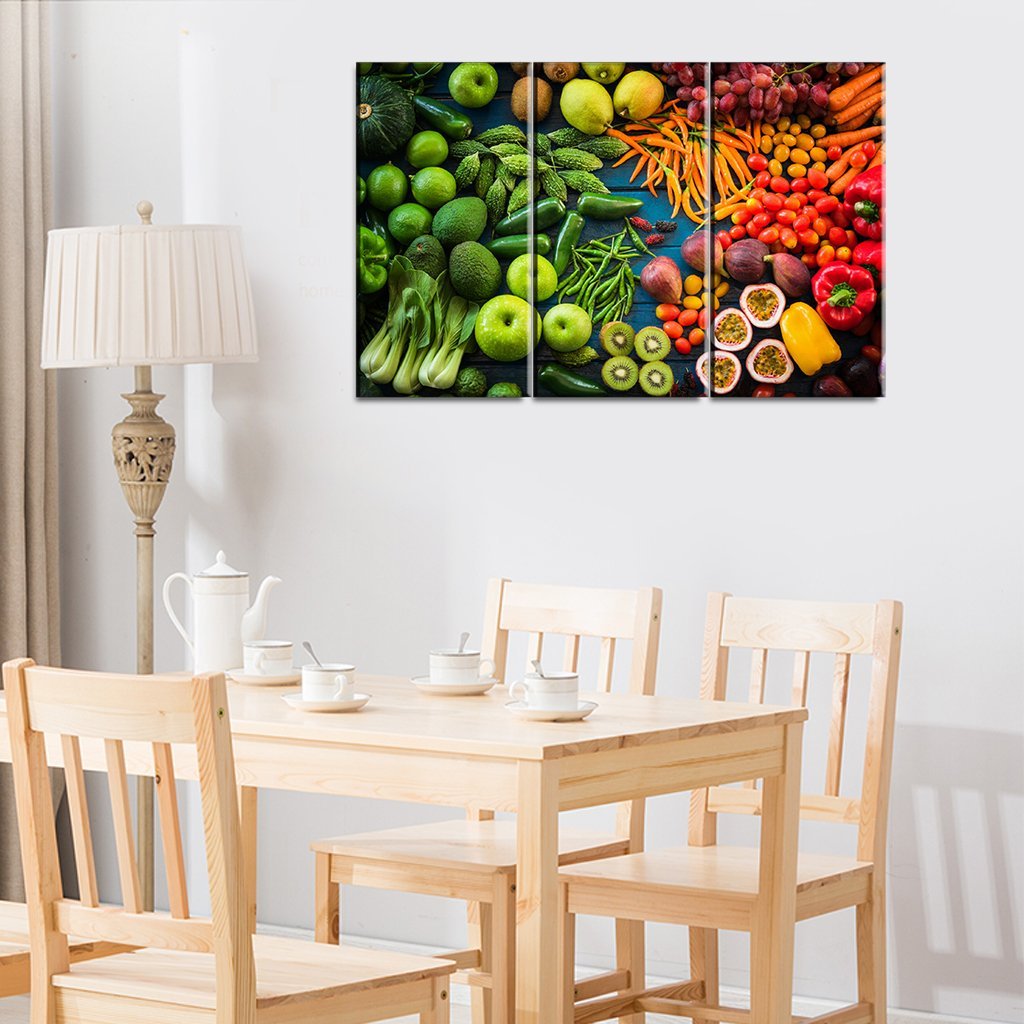 Canvas Setspainting of fresh fruits and vegetables organic – Framer