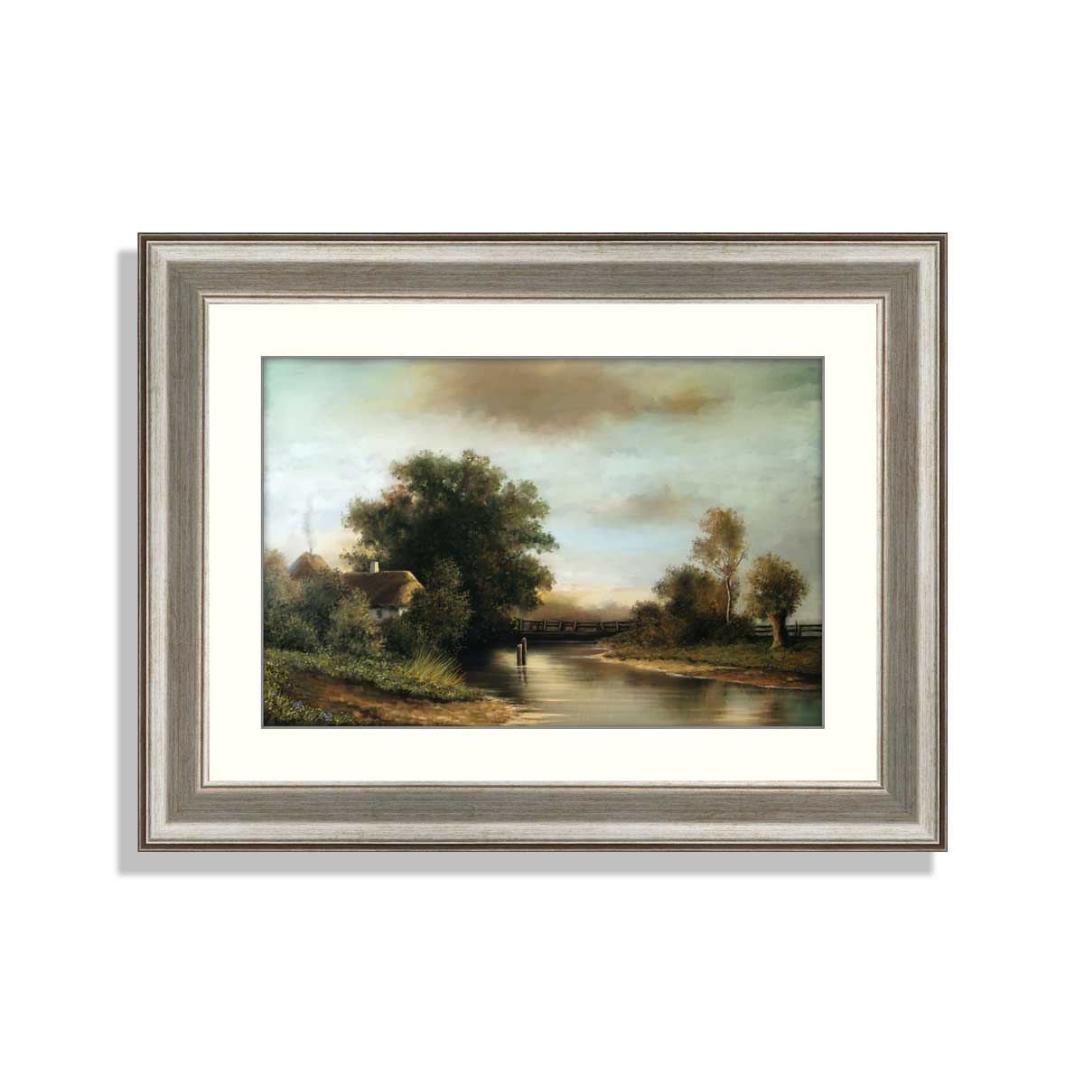 Rural landscape paintings, river, village – Framer